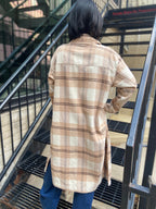 Elizabeth Khaki Plaid Trench Shacket