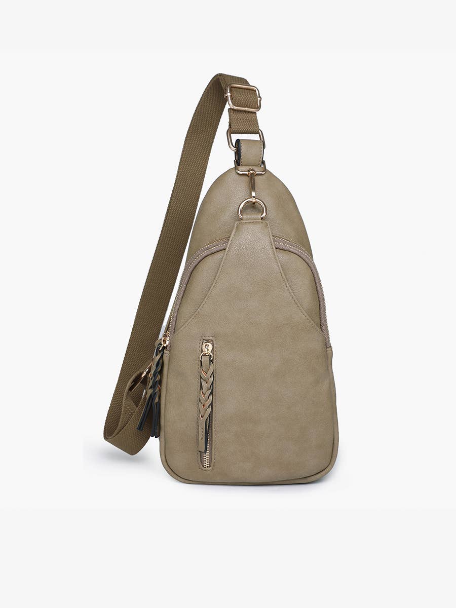 Nikki Dual Compartment Crossbody Sling Bag: Light Olive