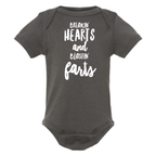 BREAKIN' HEARTS AND BLASTIN' FARTS BABY ONESIE: Black -6 months