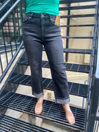 Karen Black Straight Leg Risen Jeans