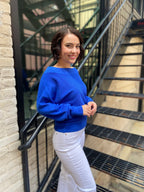 Sydney Royal Blue Boat Neck Sweater