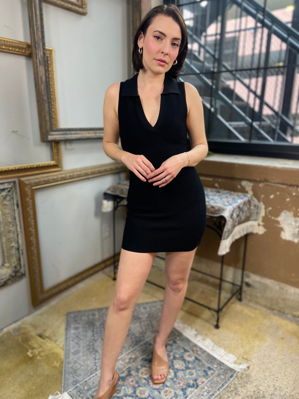Cleo Black V Neck Mini Dress - MK Threads Boutique
