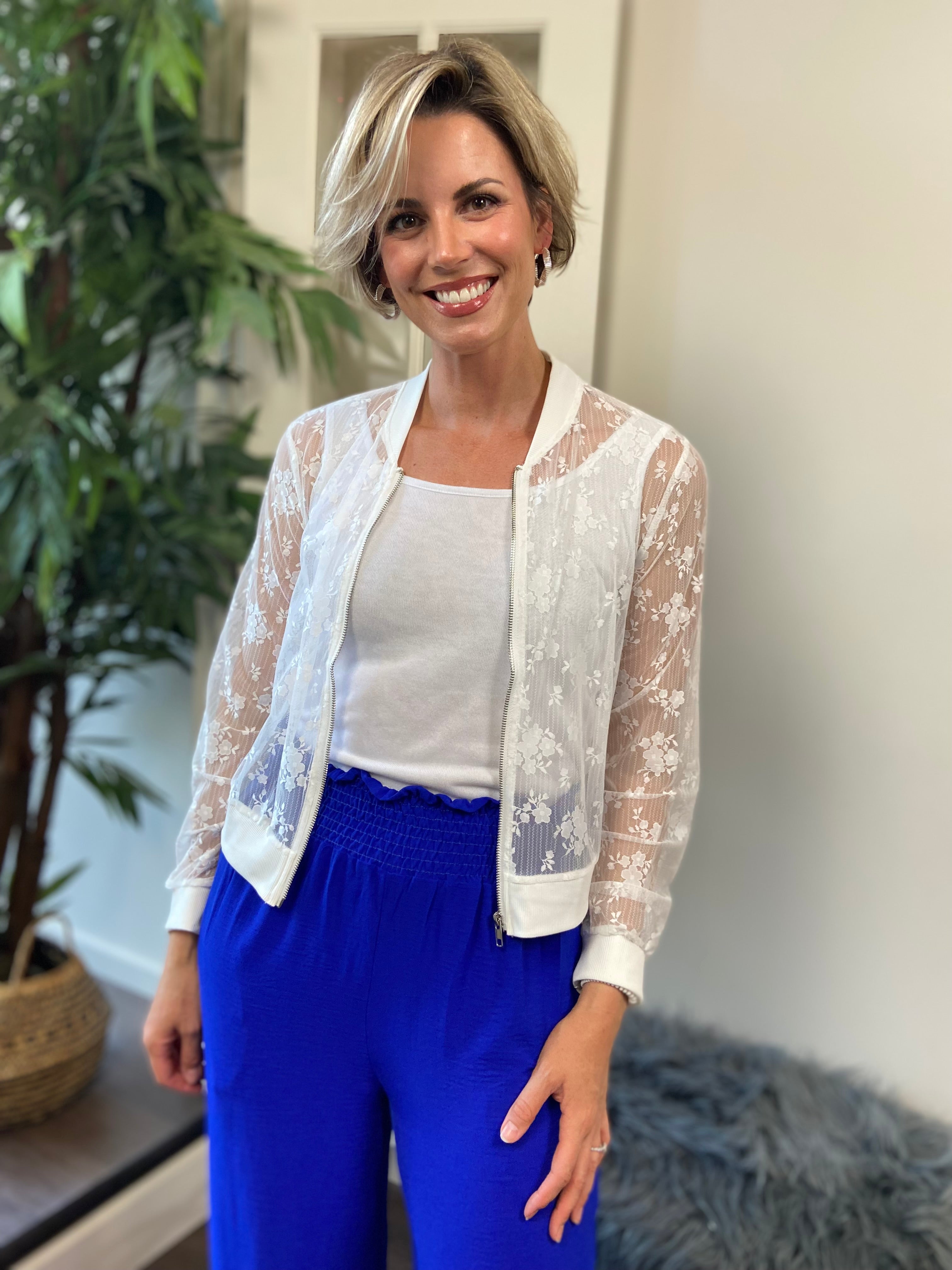 Bia White Sheer Floral Lace Jacket - MK Threads Boutique