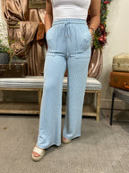 Wayne Light Blue Wide Leg Sweat Pants