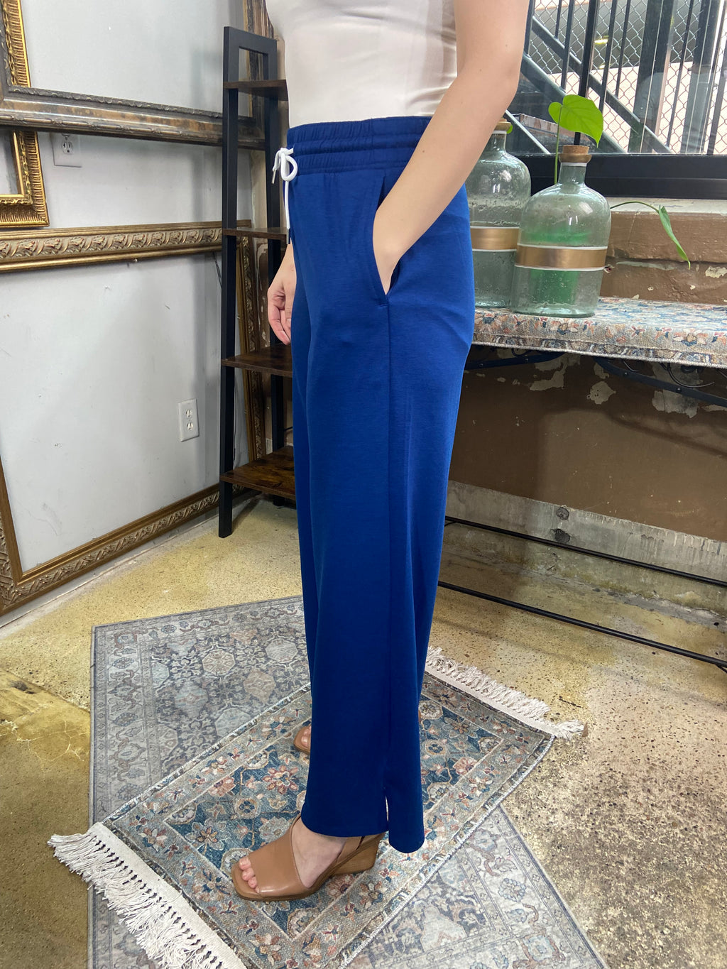 Romi Light Navy Scuba Drawstring Pants - MK Threads Boutique