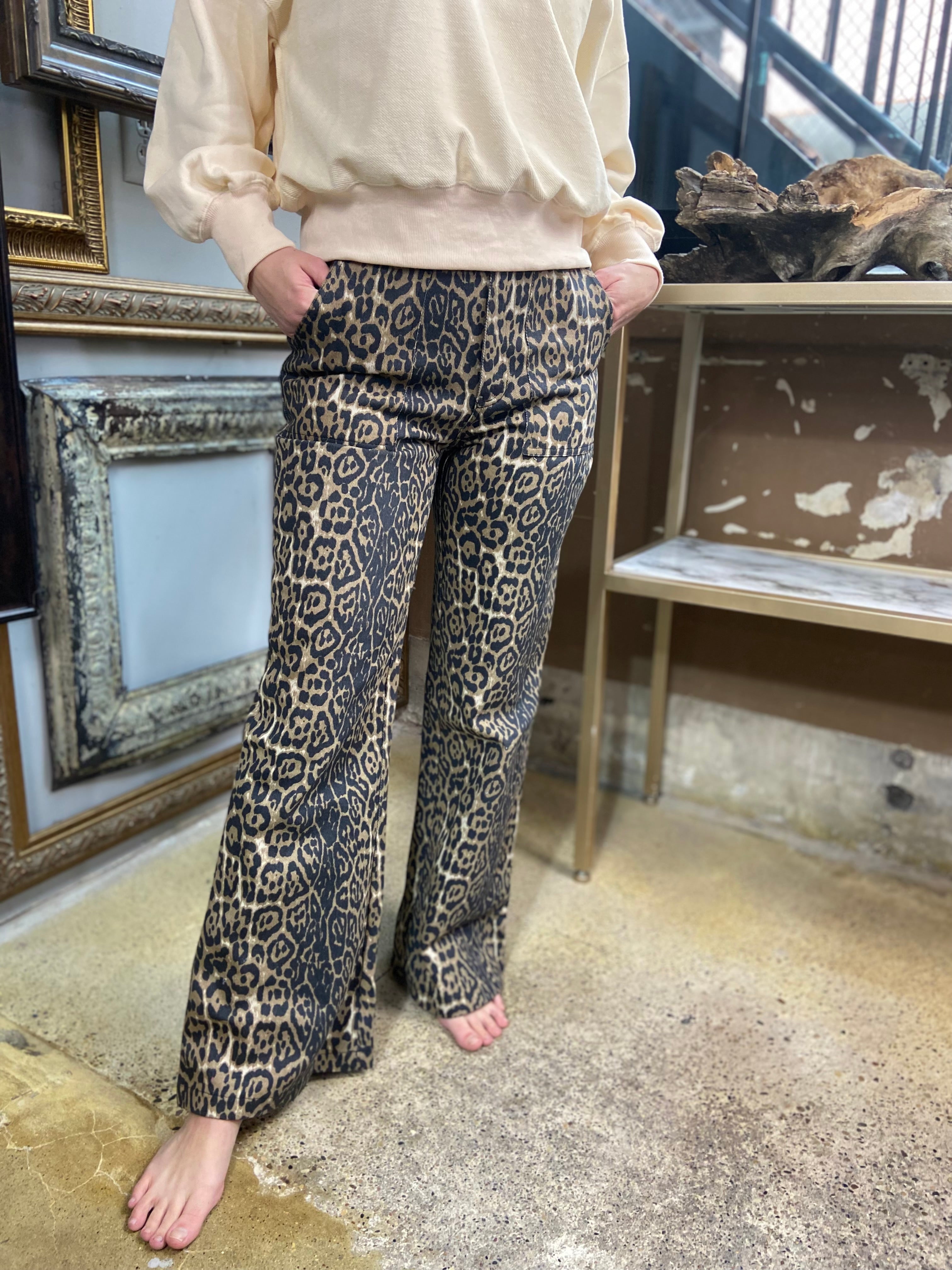 Vanna Leopord Print Flare Jeans