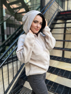 Suki Oatmeal Hooded Zip Up Jacket