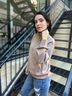 Nicolette Cocoa Scuba Half Zip Sweater