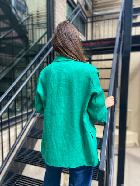 Una Green Linen Blazer