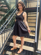 Aneza Black Square Neck Mini Dress