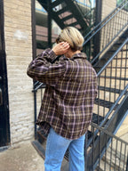 Lydia Brown Plaid Button Down Shacket