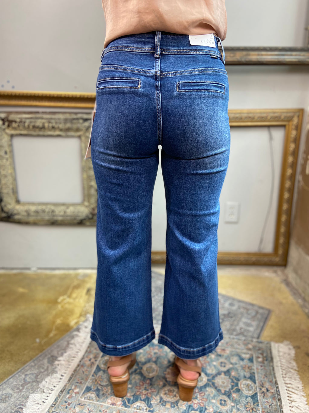 Steph Dark Wash High Rise Crop Chain Detail Risen Jeans - MK Threads Boutique