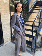 Nora Charcoal Gray Button Blazer