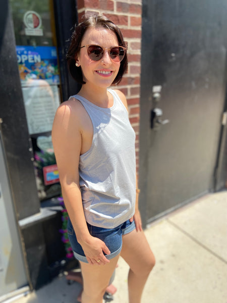 Quinn Light Gray Open Back Tank Top