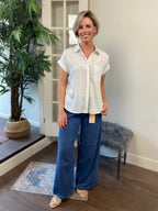 Blair White Pin Stripe Collard Button Down Shirt - MK Threads Boutique