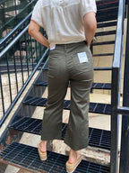 Adrienne Dark Olive High Rise Cropped Zenana Jeans