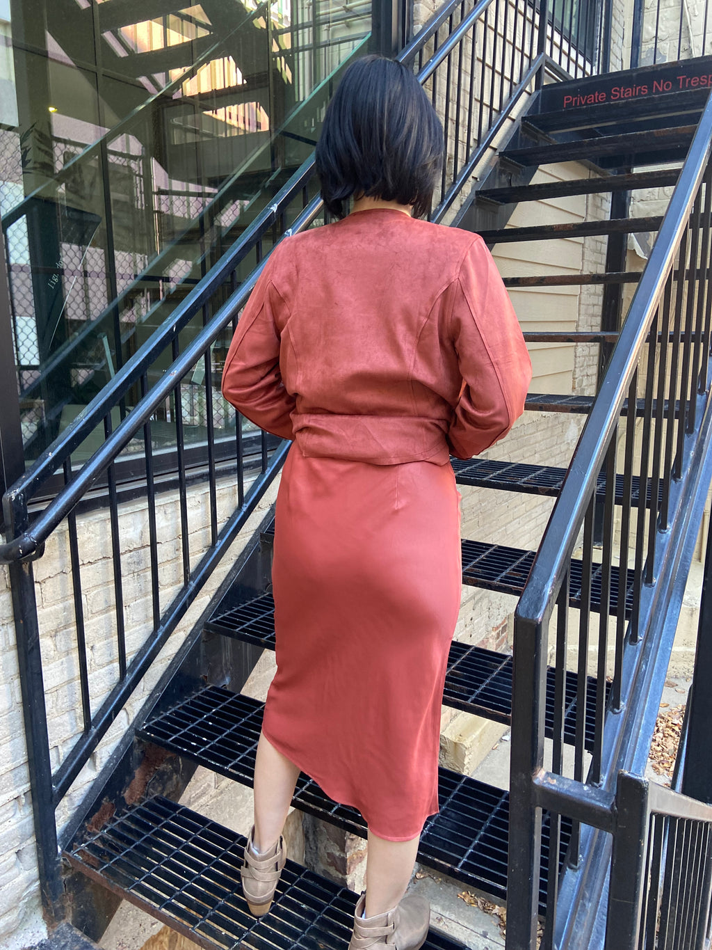 Lisa Marsala Satin Midi Skirt