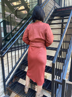 Lisa Marsala Satin Midi Skirt