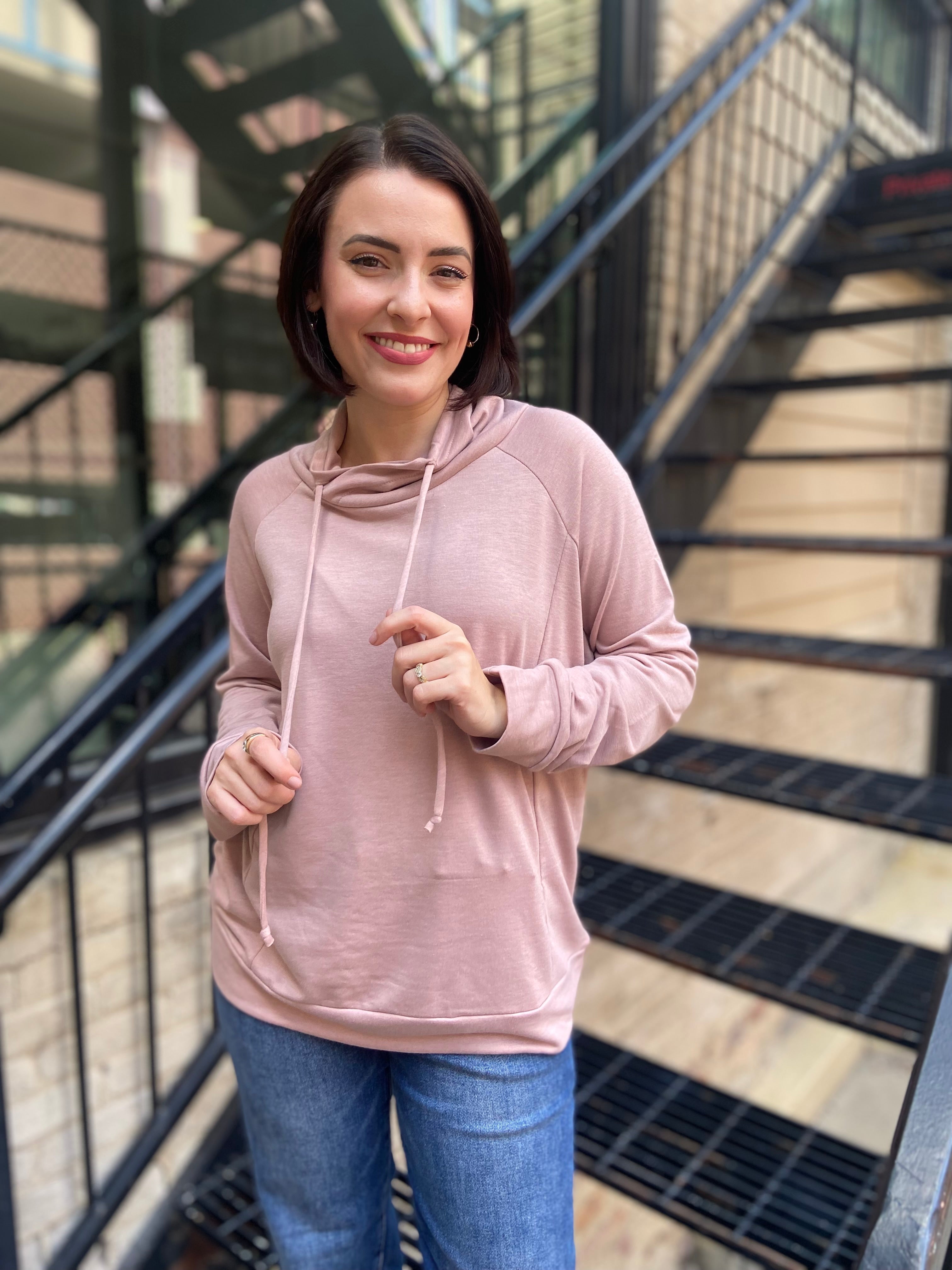 Alaina Dusty Rose Drawstring Long Sleeve