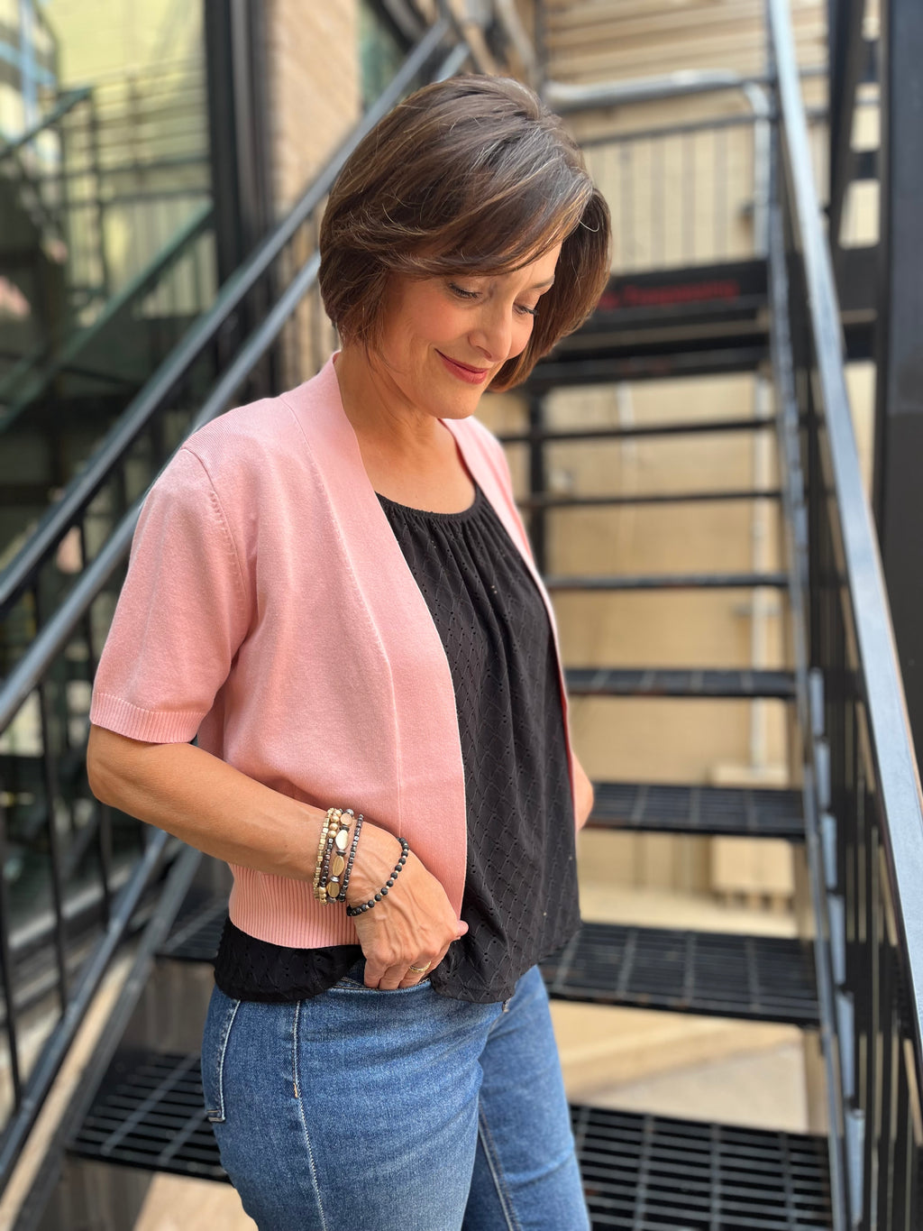 Lizeth Dusty Pink Short Sleeve Cardigan