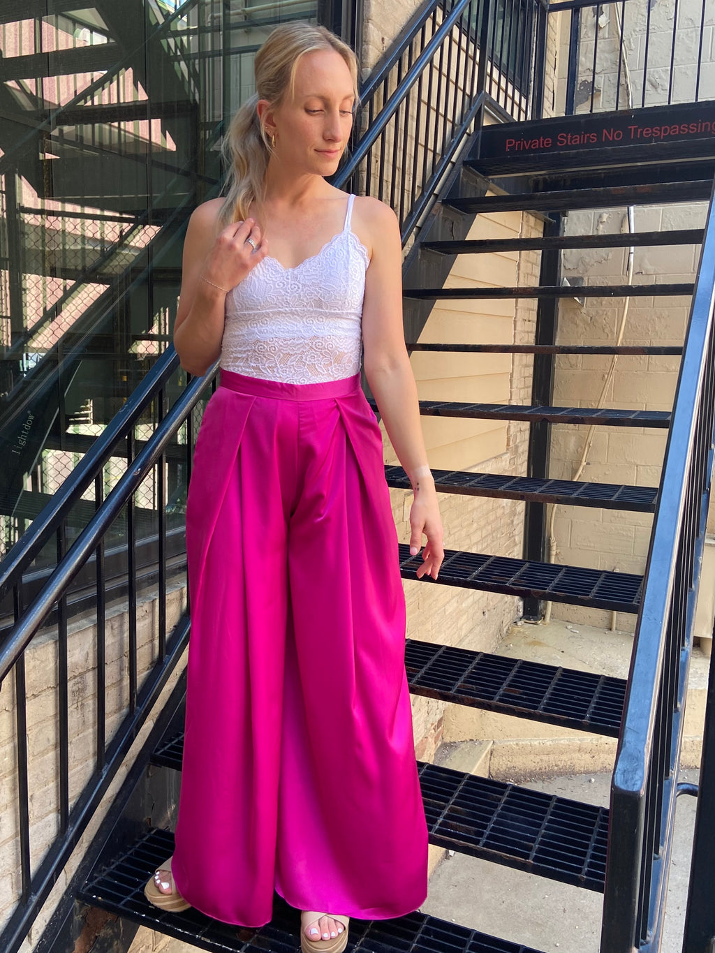 Braylee Fuchsia Wide Leg Pants