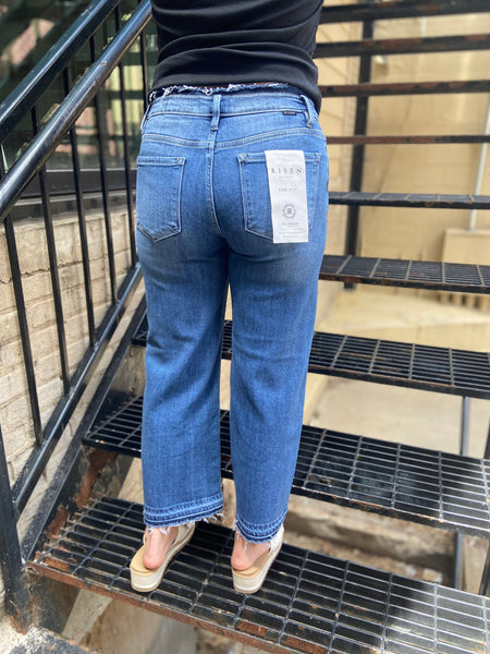 Gloria Mid Rise Wide Leg Cropped Risen Jeans