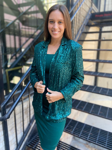 Hollie Dark Green Sequin Blazer