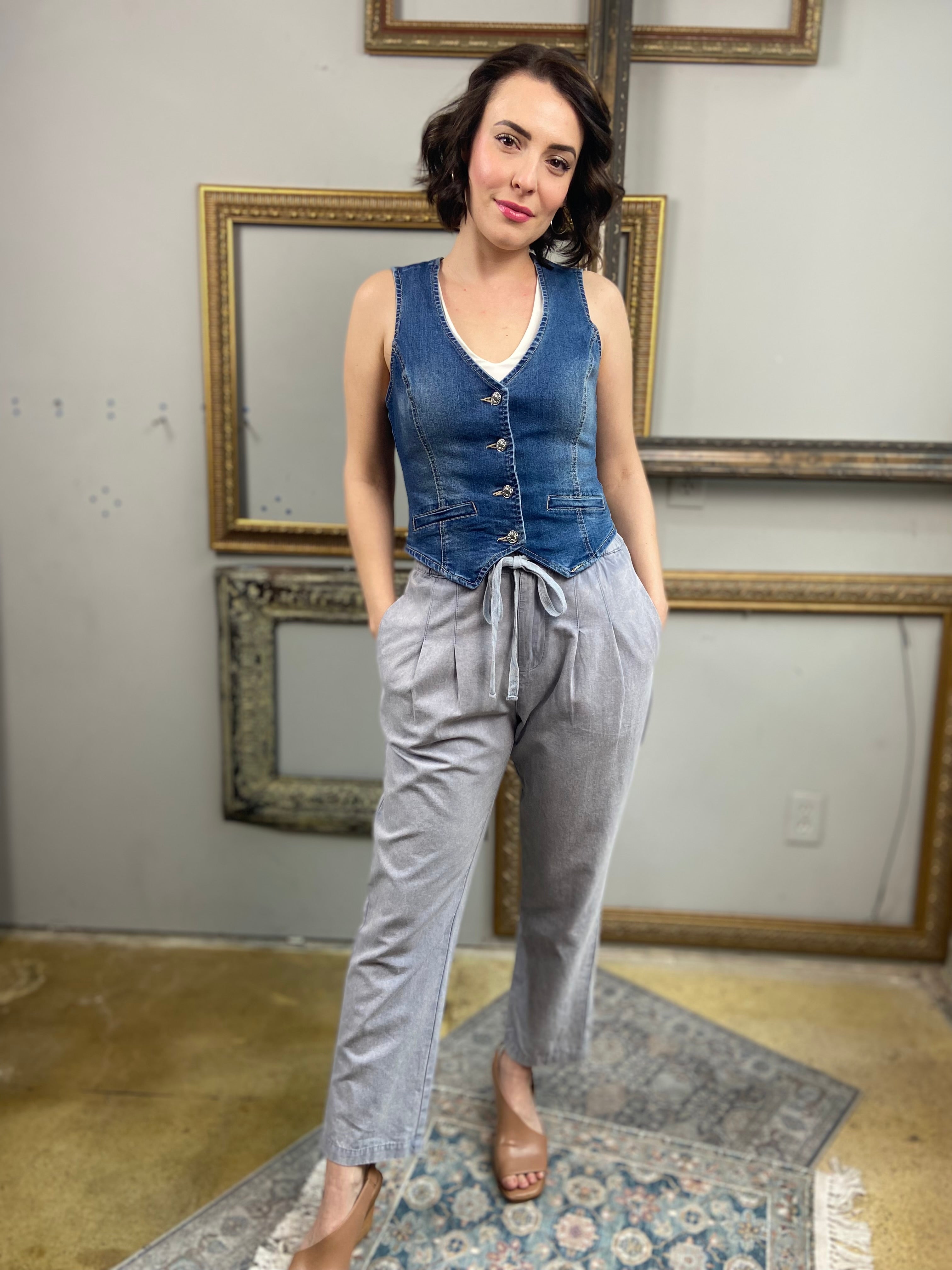 Jude Denim Button Vest - MK Threads Boutique