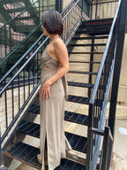Lia Olive Grey Halter Neck Jumpsuit