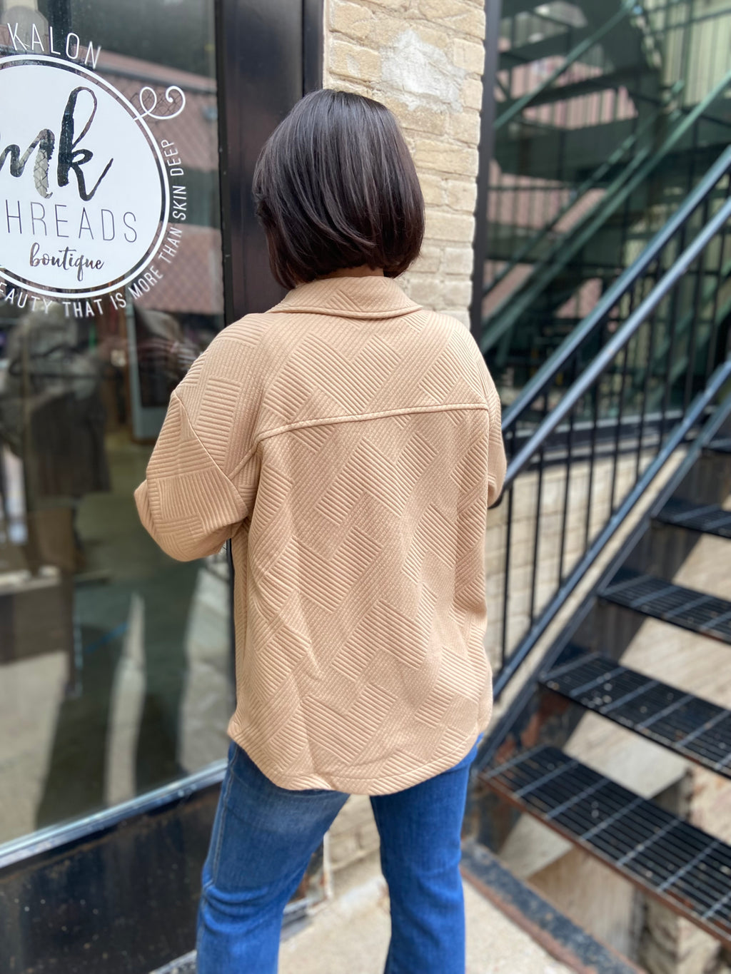 Georgie Oatmeal Textured Shacket