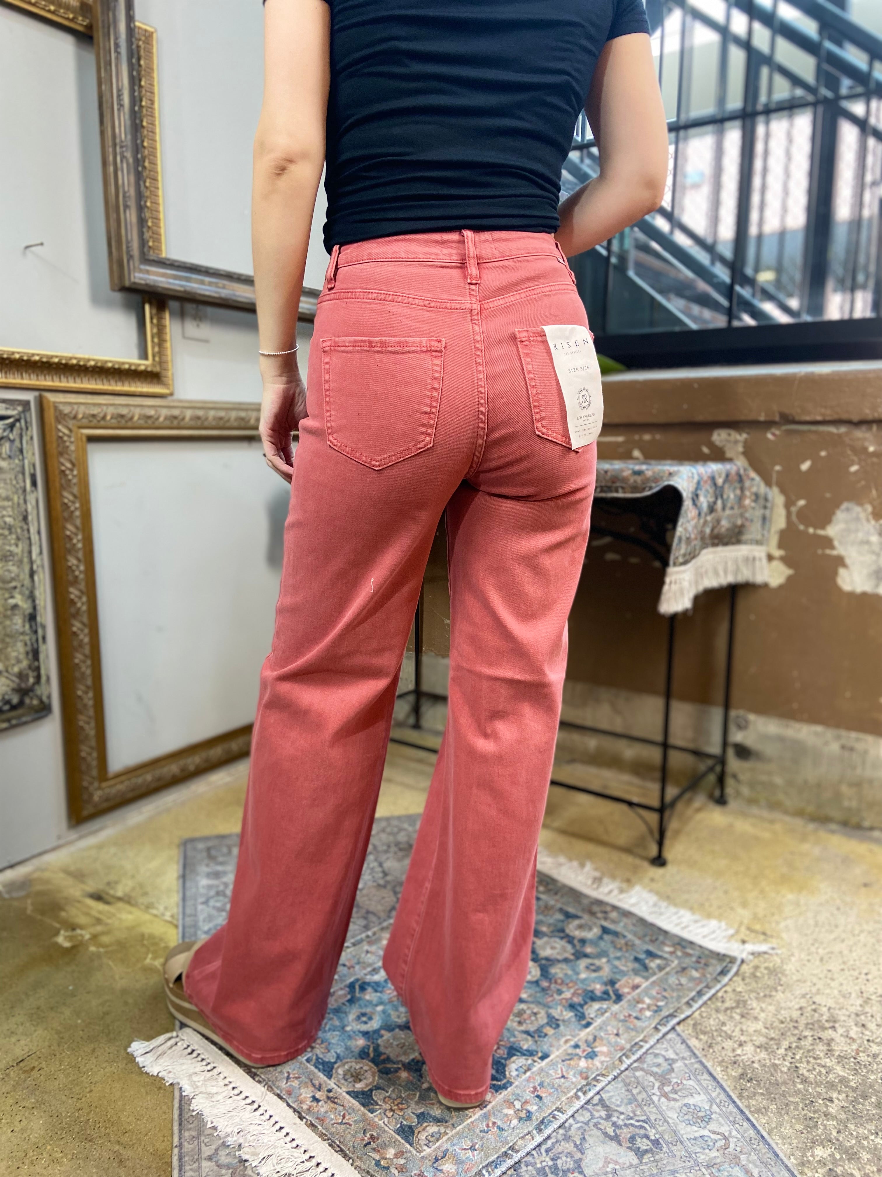 Kate Dusty Rose High Rise Wide Leg Risen Jeans