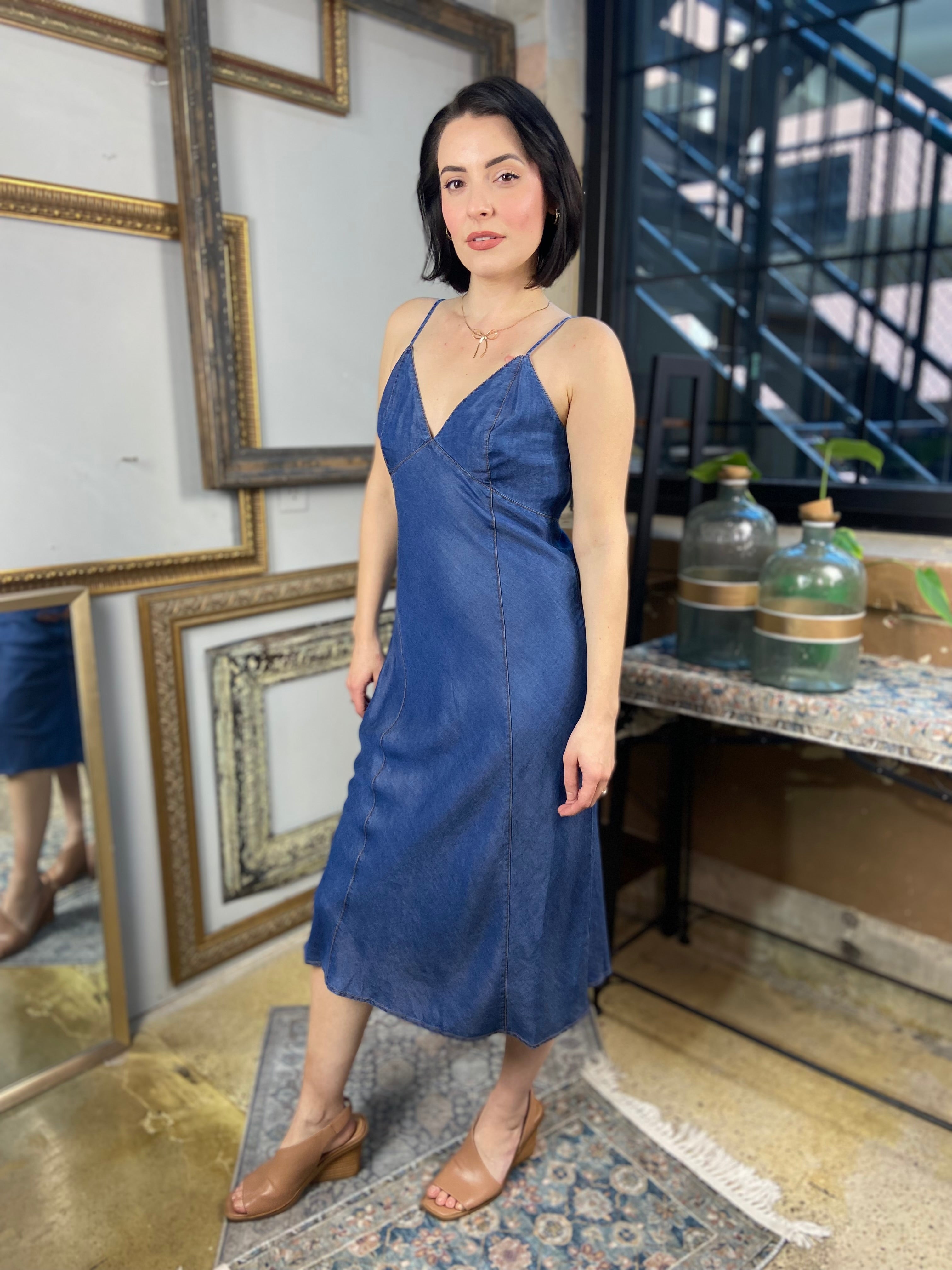 Scarlett Dark Blue Denim Midi Dress