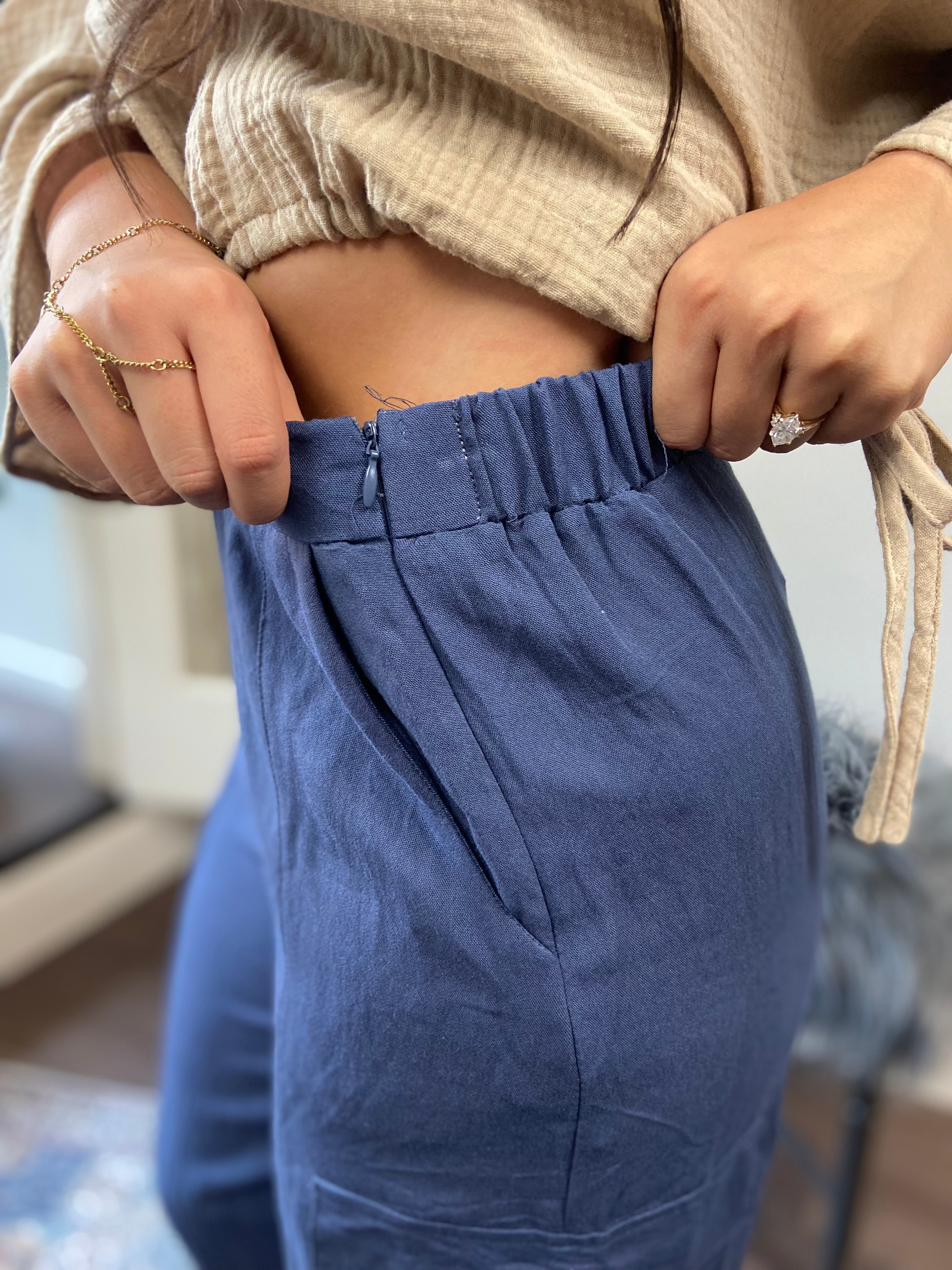Clara Blue Cargo Jogger Pants