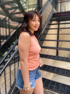 Scarlett Apricot Solid Crew Neck Tank Top