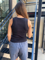 Scarlett Black Solid Crew Neck Tank Top