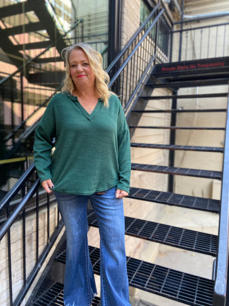 Collins Forest Green Plus Size Knit Top