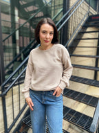 Stellie Taupe Crewneck Long Sleeve Top