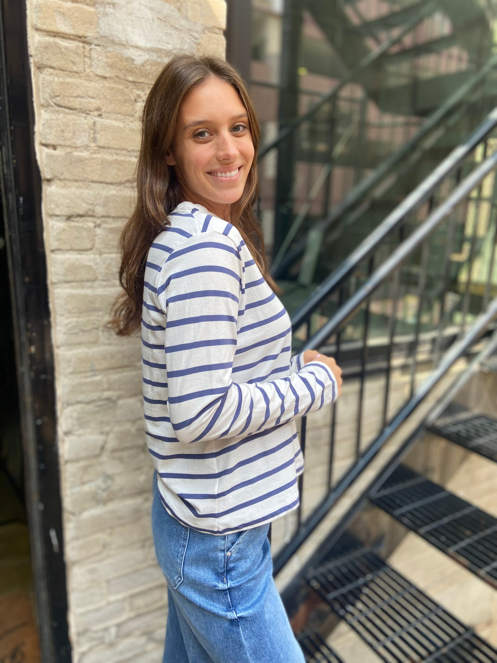 Charles Blue & White Stripe Long Sleeve