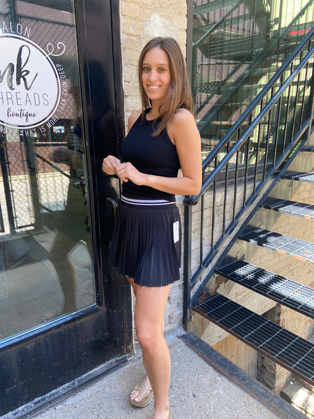 Ianna Black Ribbed High Neck Tank