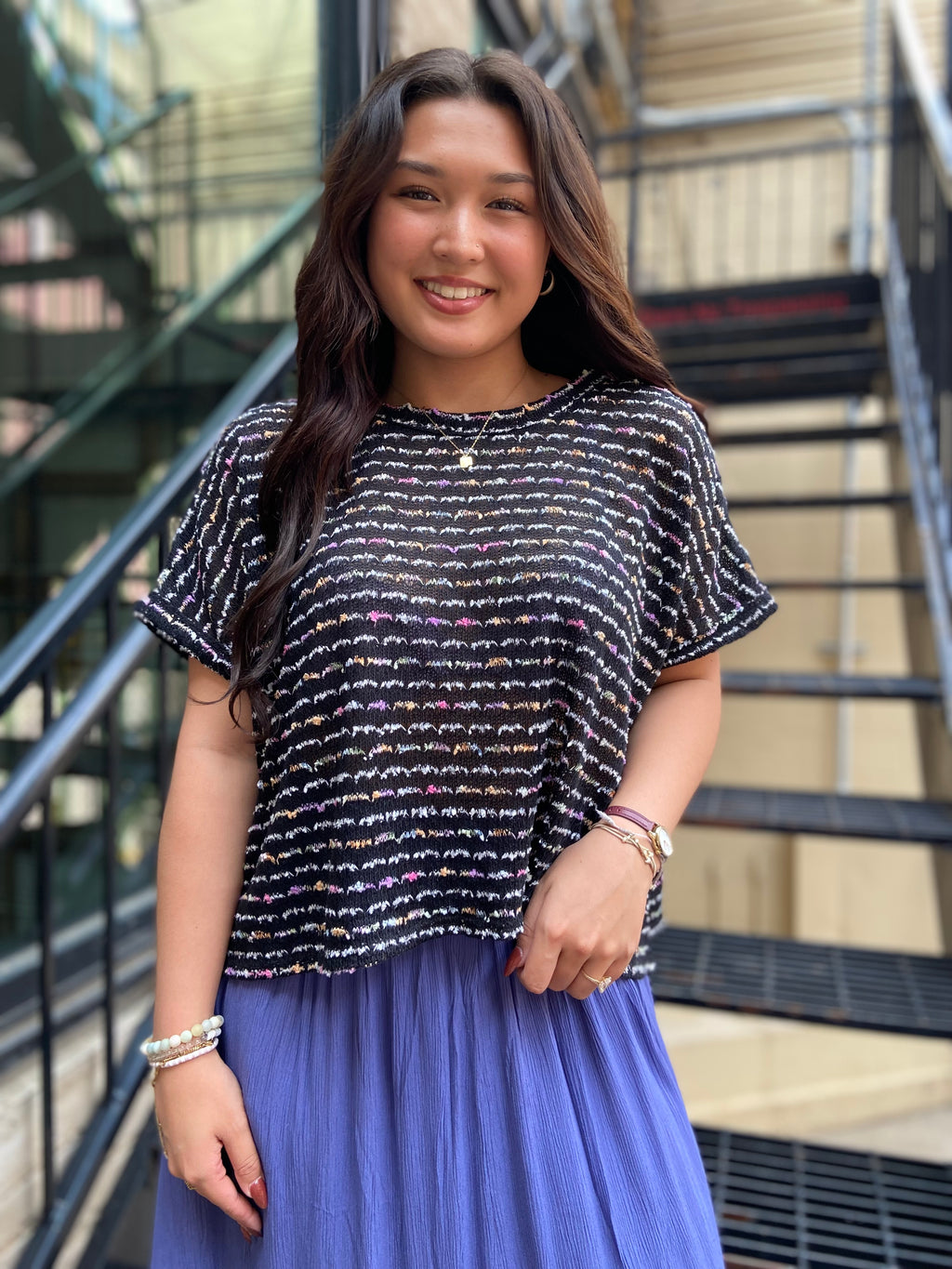 Della Black Colorful Oversized T Shirt - MK Threads Boutique