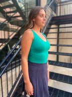 Alisha Green Double Layered V Neck Tank Top - MK Threads Boutique