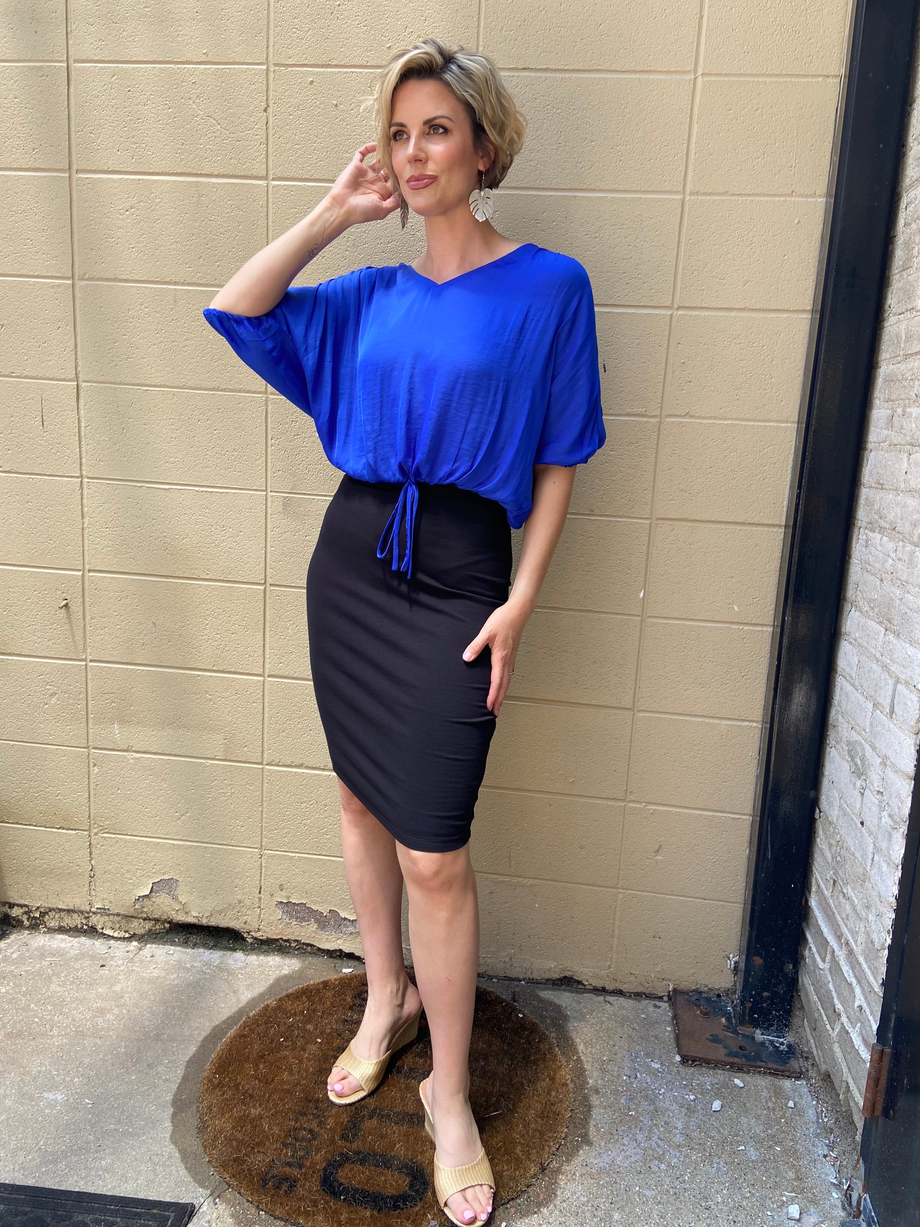 Cam Blue Open Back Blouse - MK Threads Boutique