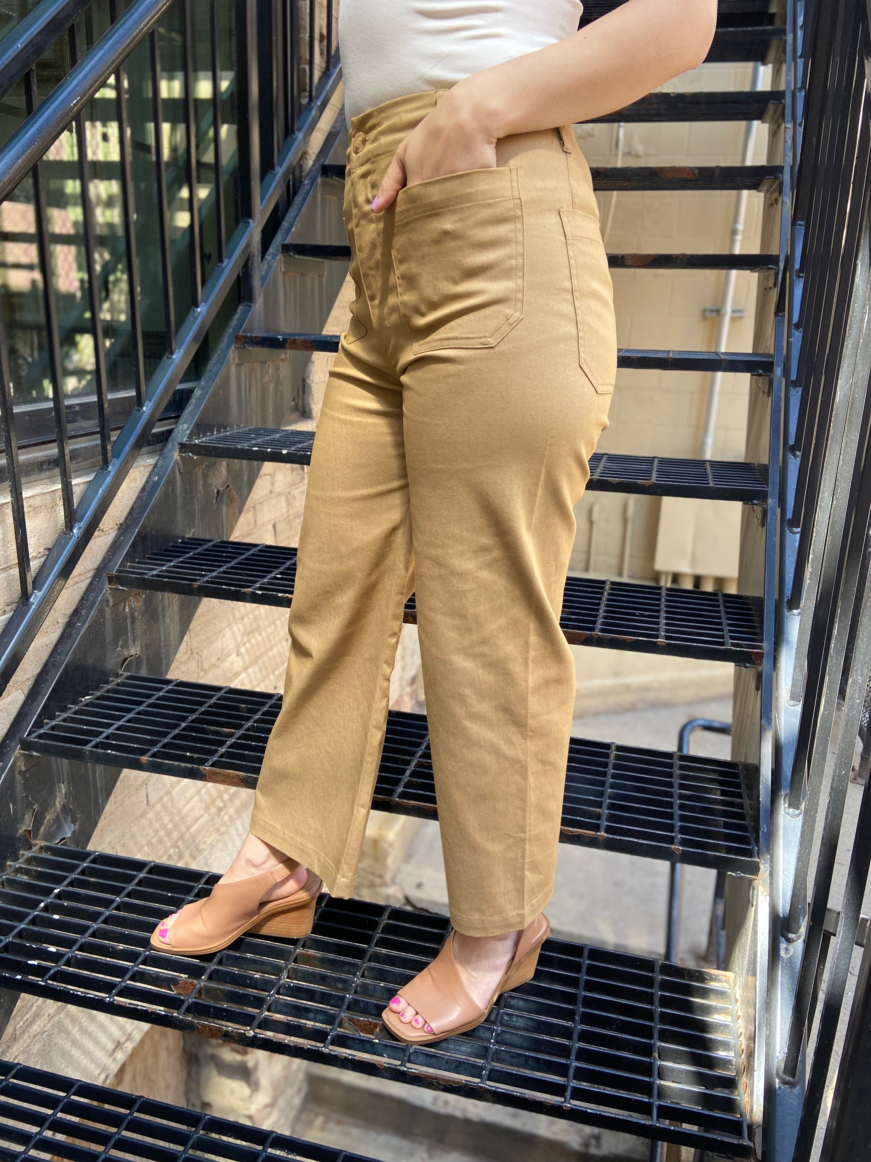 Petra Khaki Wide Leg Cropped Pants - MK Threads Boutique