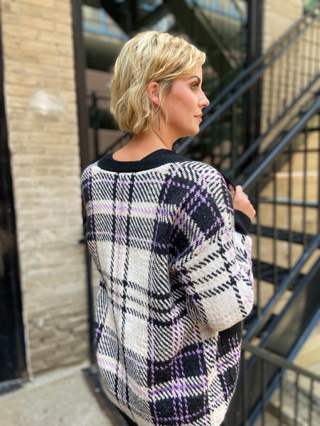 Parker Black Plaid Cardigan