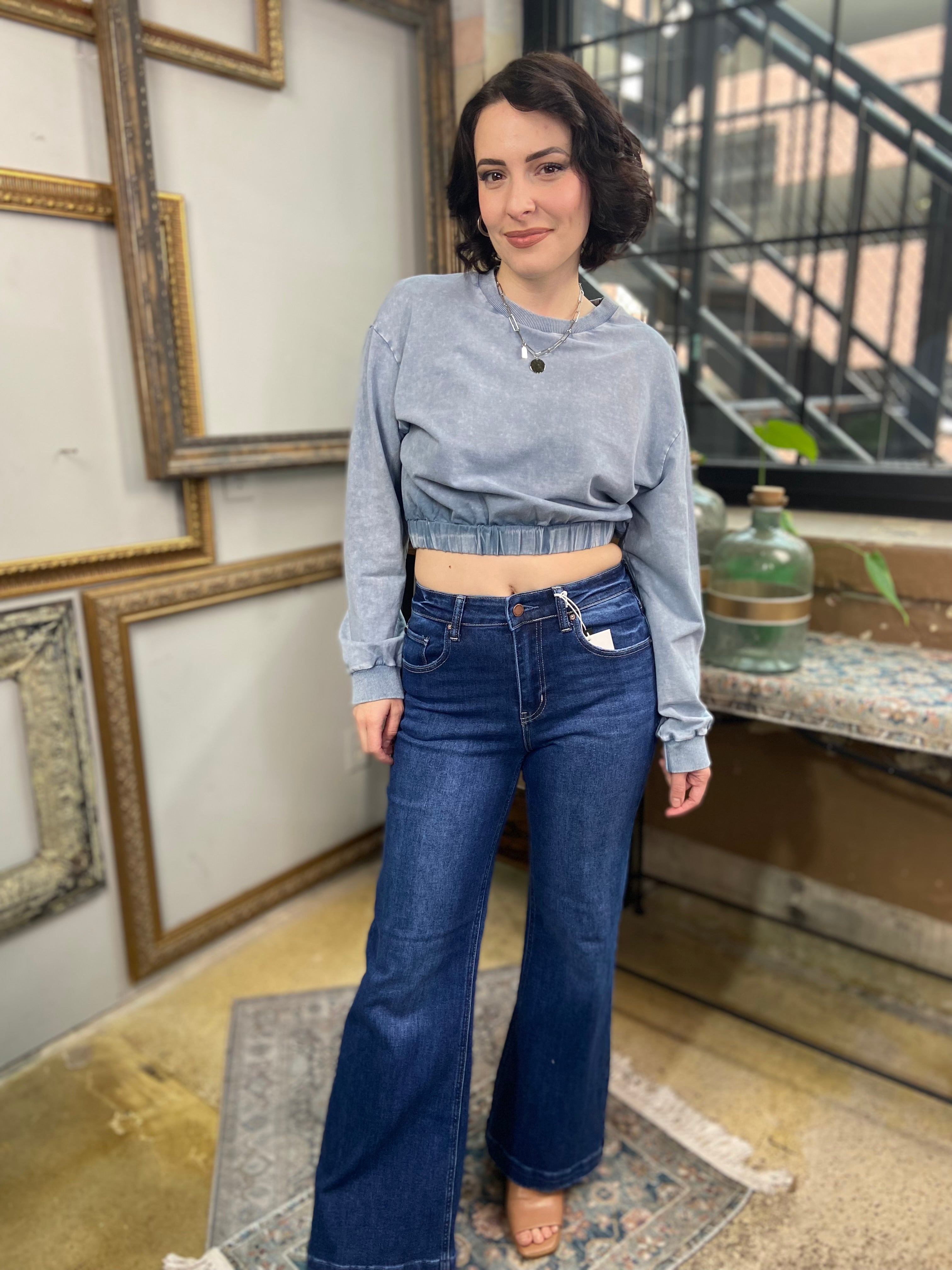 Aubrey Light Blue Cropped Sweater