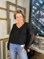 Eden Black V Neck Knit Sweater