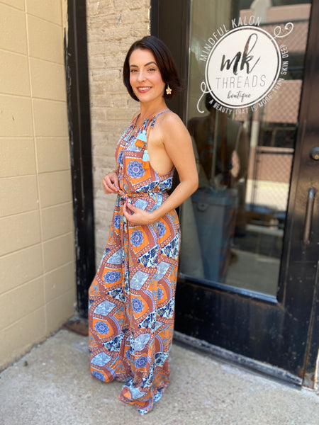 Ollie Mosaic Print Wide Leg Jumpsuit