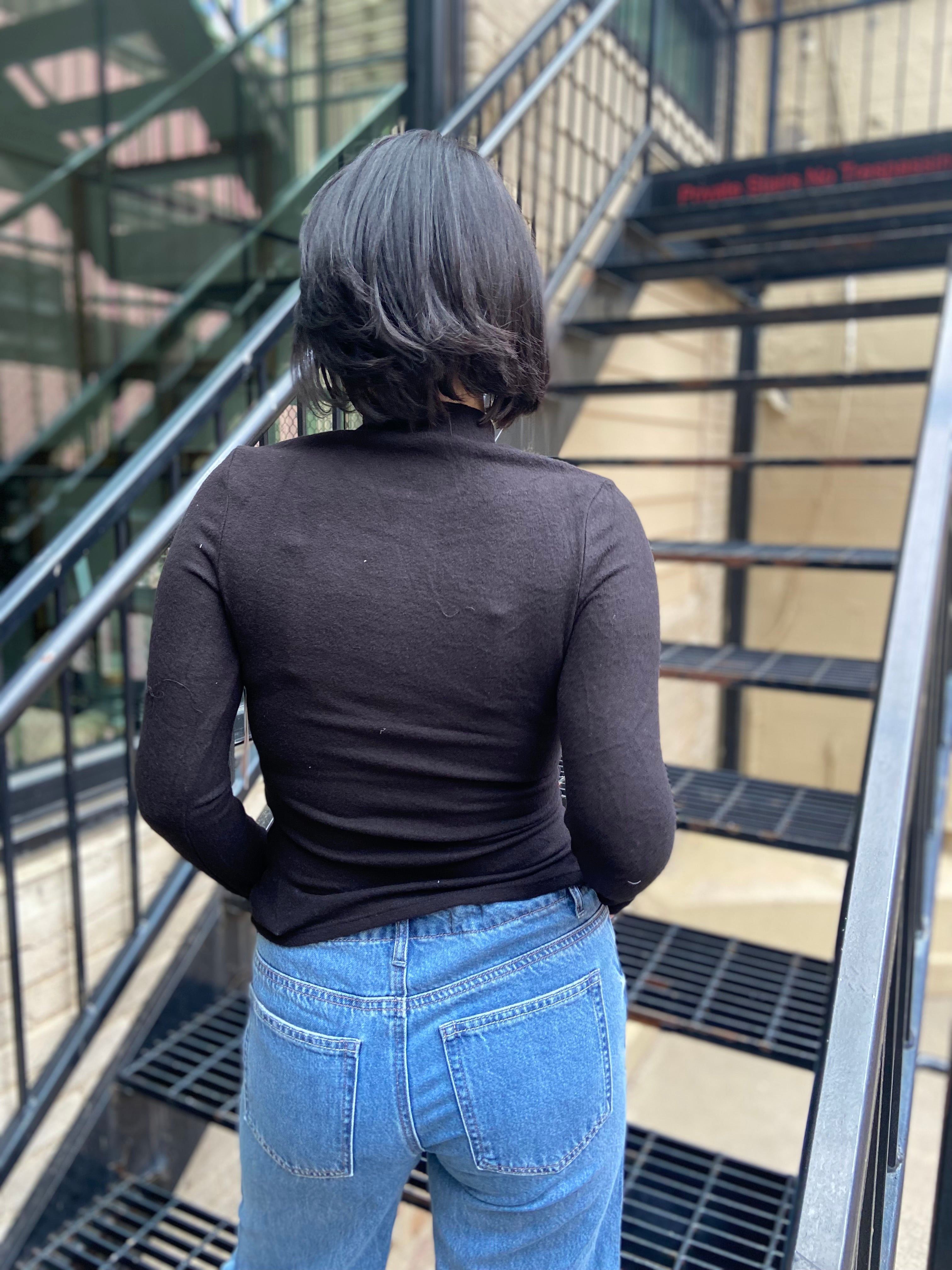 Stacy Black Mock Neck Long Sleeve