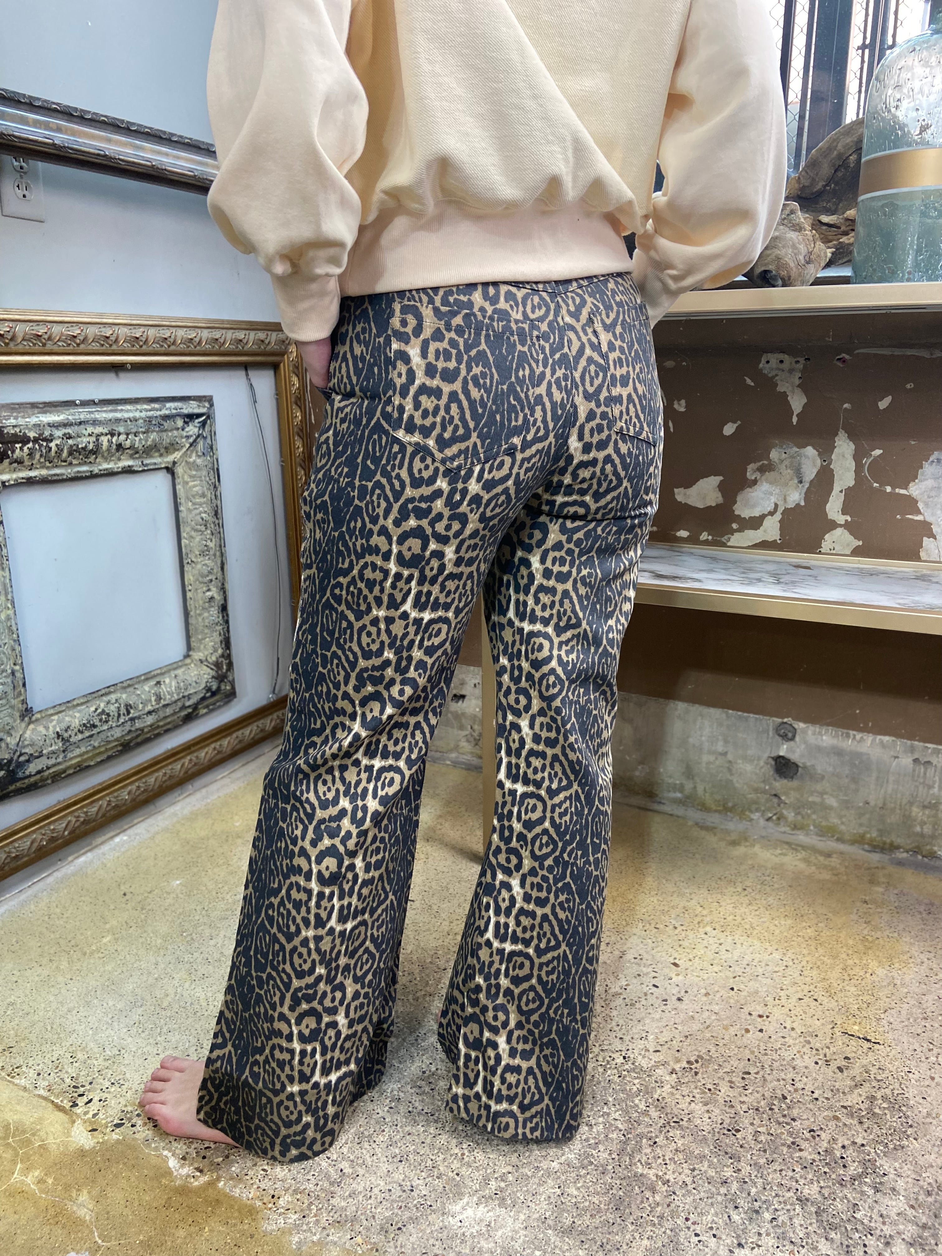 Vanna Leopord Print Flare Jeans