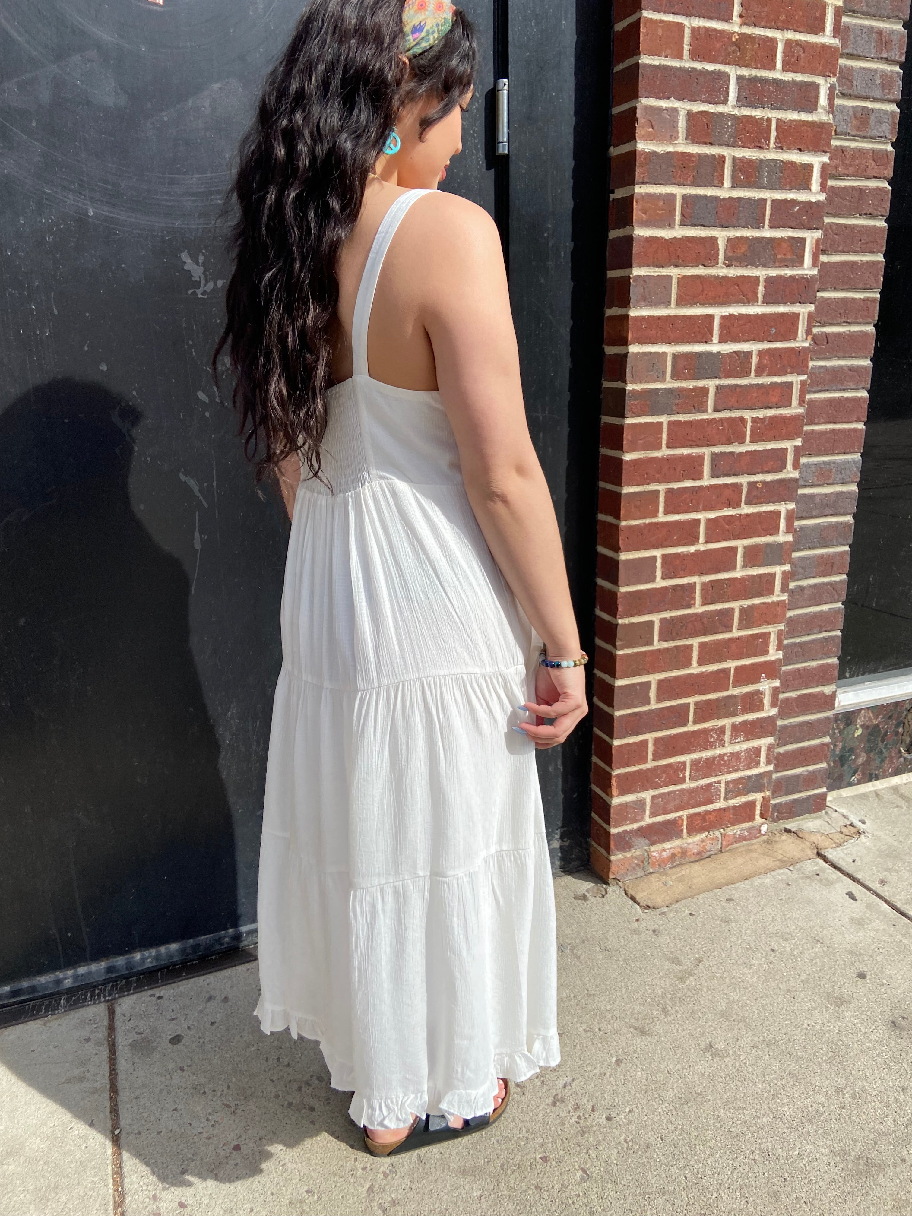 Brooke Off White Square Neck Midi Dress